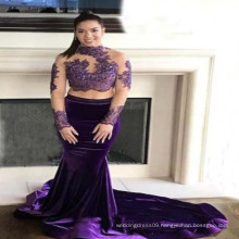 Purple Long Sleeve Abaya Sexy Women Elegant Evening Dress